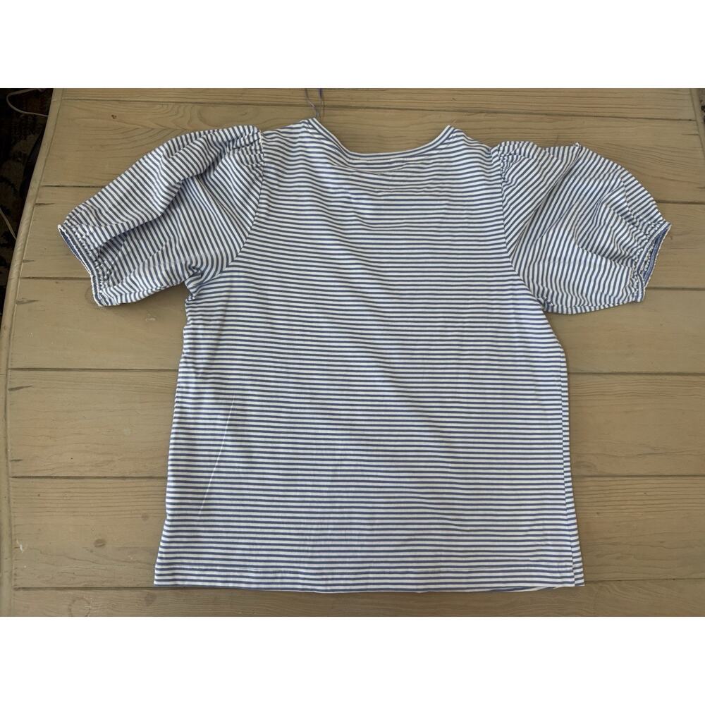LC Lauren Conrad Women’s Blue White Striped Puff Sleeve Top Size L - Picture 6 of 8